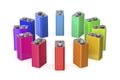 Many 9V batteries with different colors