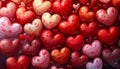 many valentines day hearts with big drops of water Royalty Free Stock Photo