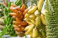 Many varieties of bananas