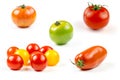Many varieties of colorful tomatos