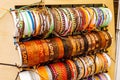 various hippie leather and textile bracelets Royalty Free Stock Photo