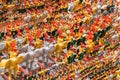 Chickens statue are worship and placed at the temple Royalty Free Stock Photo