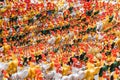 Chickens statue are worship and placed at the temple Royalty Free Stock Photo