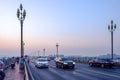 many vehicle on Nanjing Yangtze River Bridge