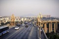 many vehicle on Nanjing Yangtze River Bridge,located in Nanjing city