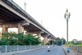 many vehicle on Nanjing Yangtze River Bridge,located in Nanjing city