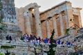 View of Visitors Climbing the Acropolis, Athens, Greece