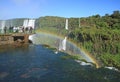 Many Visitors on the Lookout Balcony of Brazillian Side Iguazu Falls Impressed by the Rainbow, Foz do Iguacu, Brazil