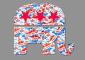 Elephant logo outline created from many election voting stickers or badges for Republican party Royalty Free Stock Photo