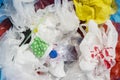 Many waste plastics in the trash bin
