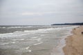 Many waves on the beach of Zempin on the island of Usedom