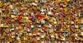 Many wedding locks attached on a bridge in Paris