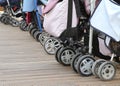 many wheels of the strollers Royalty Free Stock Photo