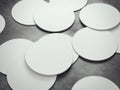 Many white circle beer coasters. 3d rendering