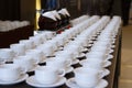 Many white coffee cups or tea of empty Royalty Free Stock Photo