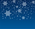 Many white cold flake elements on transparent background. Heavy snowfall, snowflakes in different shapes and forms Royalty Free Stock Photo