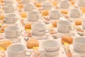 Many white empty coffee cup preparation for coffee break of wedd