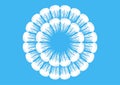 Many white jellyfish round on blue sea background Royalty Free Stock Photo