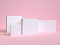 3d rendering many white square shape minimal pink scene