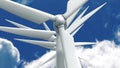 Many wind power generators on sky background. Royalty Free Stock Photo