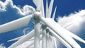 Many wind power generators on sky background. Royalty Free Stock Photo