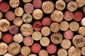 Many wine corks with different dates as background, top view Royalty Free Stock Photo