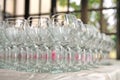 Many wine glasses Royalty Free Stock Photo