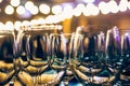 Many wine glasses bar brilliance light Royalty Free Stock Photo