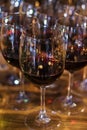 Many wine glasses on the bar Royalty Free Stock Photo