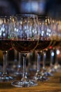 Many wine glasses on the bar Royalty Free Stock Photo