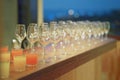 Many wine glasses on the bar table Royalty Free Stock Photo