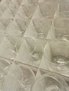 Many wine glasses lined up