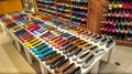 Many women`s shoes in the fashion store