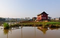 Many wooden houses on the Inle lake, Myanmar Royalty Free Stock Photo