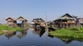 Many wooden houses on the Inle lake, Myanmar