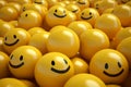 many yellow balloons with smiley faces on them Royalty Free Stock Photo