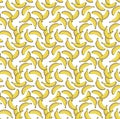 Many yellow bananas pattern on white background Royalty Free Stock Photo