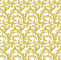 Many yellow bananas pattern on white background Royalty Free Stock Photo