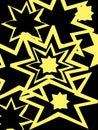 Many yellow stars in dark black background.