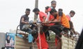 Young man climb over transport vehicle for celebration