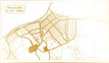 Manzanillo Cuba City Map in Retro Style in Golden Color. Outline Map