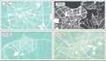 Manzanillo, Havana, Las Tunas and Holguin Cuba City Maps Set in Retro Style