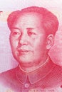 Mao Zedong on 100 chinese yuan banknote. Chinese currency on macro. Royalty Free Stock Photo