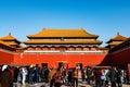 Mao Zedong is hung in the Forbidden City Tiananmen Gate Tower in Beijing China