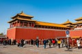 Mao Zedong is hung in the Forbidden City Tiananmen Gate Tower in Beijing China