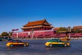 Mao Zedong is hung in the Forbidden City Tiananmen Gate Tower in Beijing China