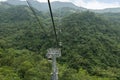 Maokong cable car above a hilly landscape in Taipei