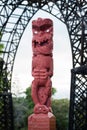 Maori carving sculpture in Rotorua, New Zealand Royalty Free Stock Photo