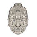 Maori Face with Moko facial Tattoo