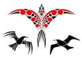 Maori Koru Bird Designs with Tui